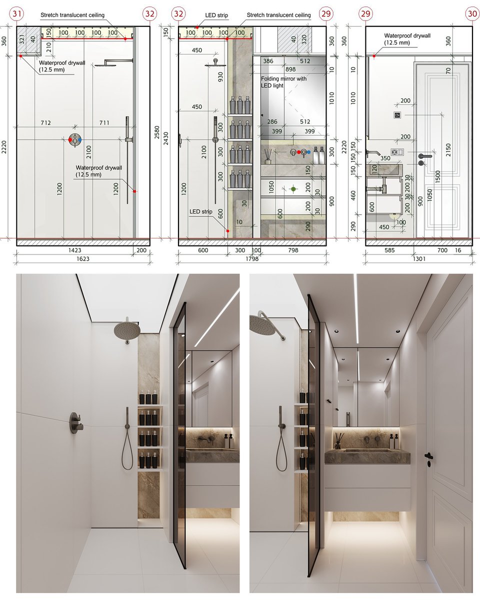 Interiorarchdes's tweet image. Some Interior Wall Elevations Basic Dimensions
