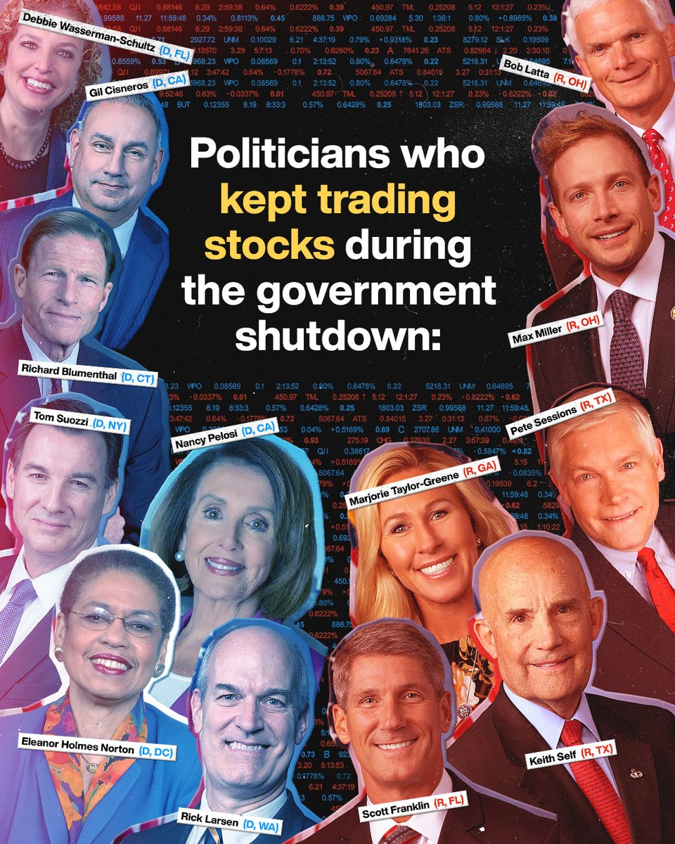 SubversiveETFs's tweet image. This isn't even the full list. Can’t let a little government shutdown get in the way of makin’ money, right? 

#StockTrading #Congress