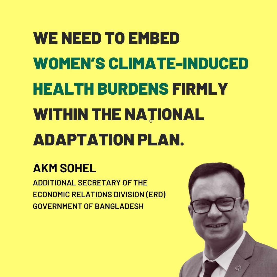 EnergywatchBD's tweet photo. “We need measurable, gender-responsive #climateadaptation finance — in grants, not loans,” Akm Sohel, ERD Additional Secretary, said in a session at @Cop30noBrasil discussing how the #climatecrisis is deepening health risks for women in 🇧🇩. Read more 👇
https://t.co/zhNGVik9LW https://t.co/VbzmH9dzza