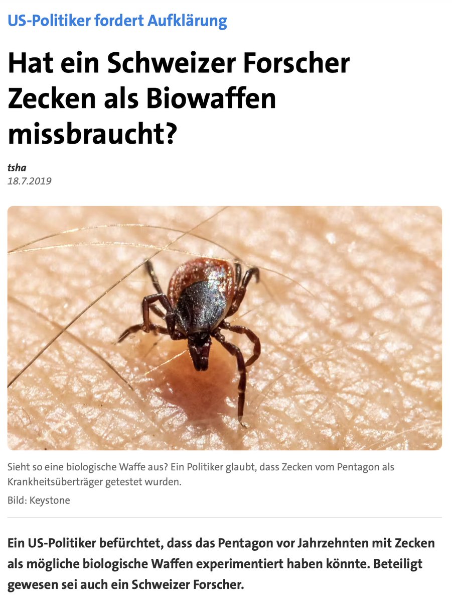 Hat das Pentagon mit Zecken als Biowaffen experimentiert? Und wurde dadurch erst die Verbreitung der Lyme-Borreliose ausgelöst? Was wie eine Verschwörungstheorie klingt, soll nun Gegenstand einer Kongress-Untersuchung werden.

Schöner kann man sich eine Verschwörungstheorie