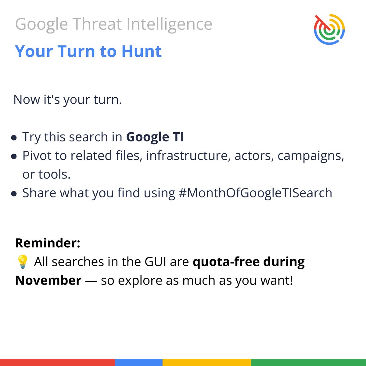 GoogleCloudSec's tweet image. 🚨 Reminder! #MonthOfGoogleTISearch! Free web searches all November.

HUNT: Malware using Email Config (SMTP/IMAP) for C2 or exfiltration.

QUERY: malware_config:&quot;smtp&quot; or &quot;imap&quot;

Finds files with high-confidence, extracted config details. Pivot to block attacker mail servers!