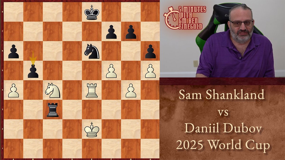 Sam Shankland vs Daniil Dubov, 2025 World Cup
Great Endgame Technique | 5 Minutes with Ben

youtu.be/oOOeu1poVpM