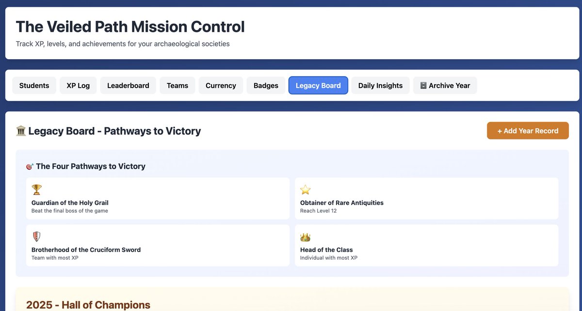 MoriartyHistory's tweet image. Tired of missing when students level up in my gamified classroom, so I built the ultimate classroom control tower to log XP and had it automate badges, alerts, leaderboards, legacy records, and more via @canva AI coding!

moriartyhistory.blogspot.com/2025/11/xp-bad…

#xplap #tlap #gamification