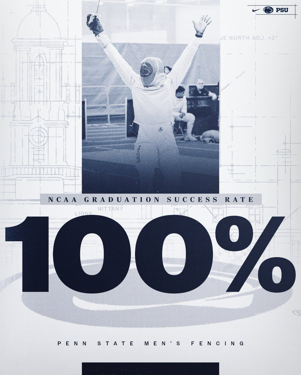 Student athlete success 🎓

Both the men’s and women’s fencing teams achieved 100% NCAA graduation success rates!

#WeAre #Unrivaled #PSUFencing #Fencing #PennState #StudentAthlete #CollegeFencing #NCAAFencing #PennStateAthletics
