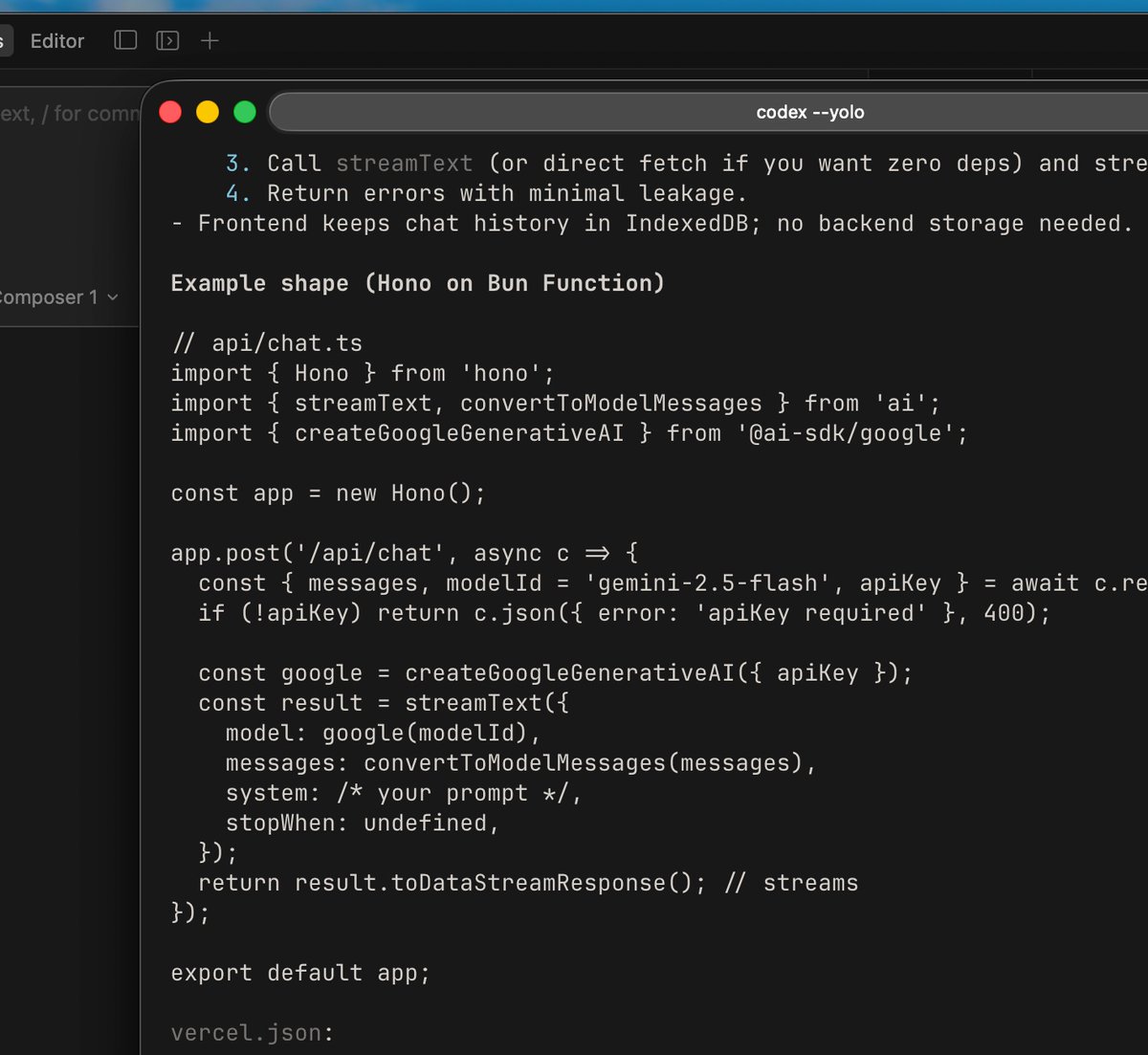 anaghnairr's tweet image. lack of syntax highlighting in codex-cli makes it so tough to read code