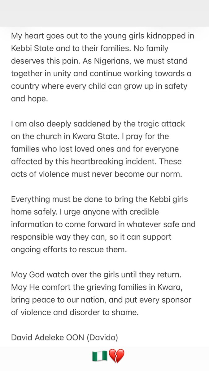 davido's tweet image. 💔🇳🇬