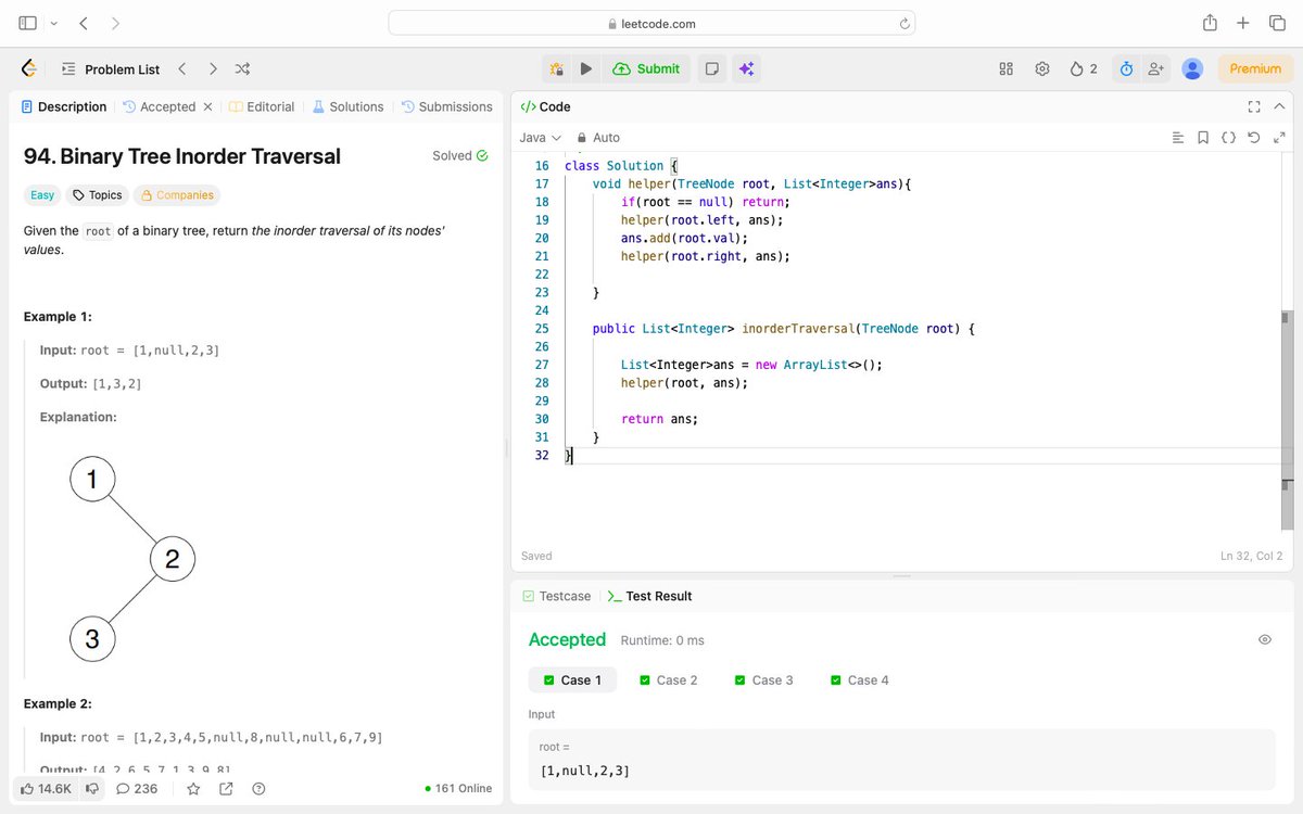 chiya_pandey's tweet image. Today I solved Binary Tree Inorder Traversel 
#LeetCode #binarysearchtree #java #InorderTraversal
#100daysofcode
