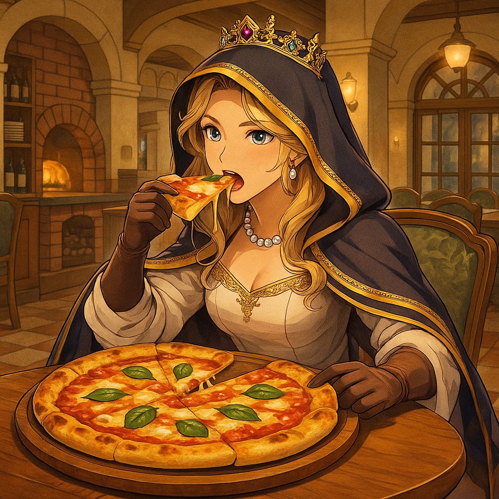 AmaryllisBlume's tweet image. ⏰予約投稿
11月20日木曜日です
今日は「ピザの日」です。
ピザはナポリ発祥でイタリア王妃マルゲリータの誕生日にちなみ記念日になりました。庶民の食べ物が食べたい王妃がピザを食べて感動し料理人からイタリアの国旗を模したデザインのピザを王妃の名をつけたそうです。
#GPT4o #AIイラスト