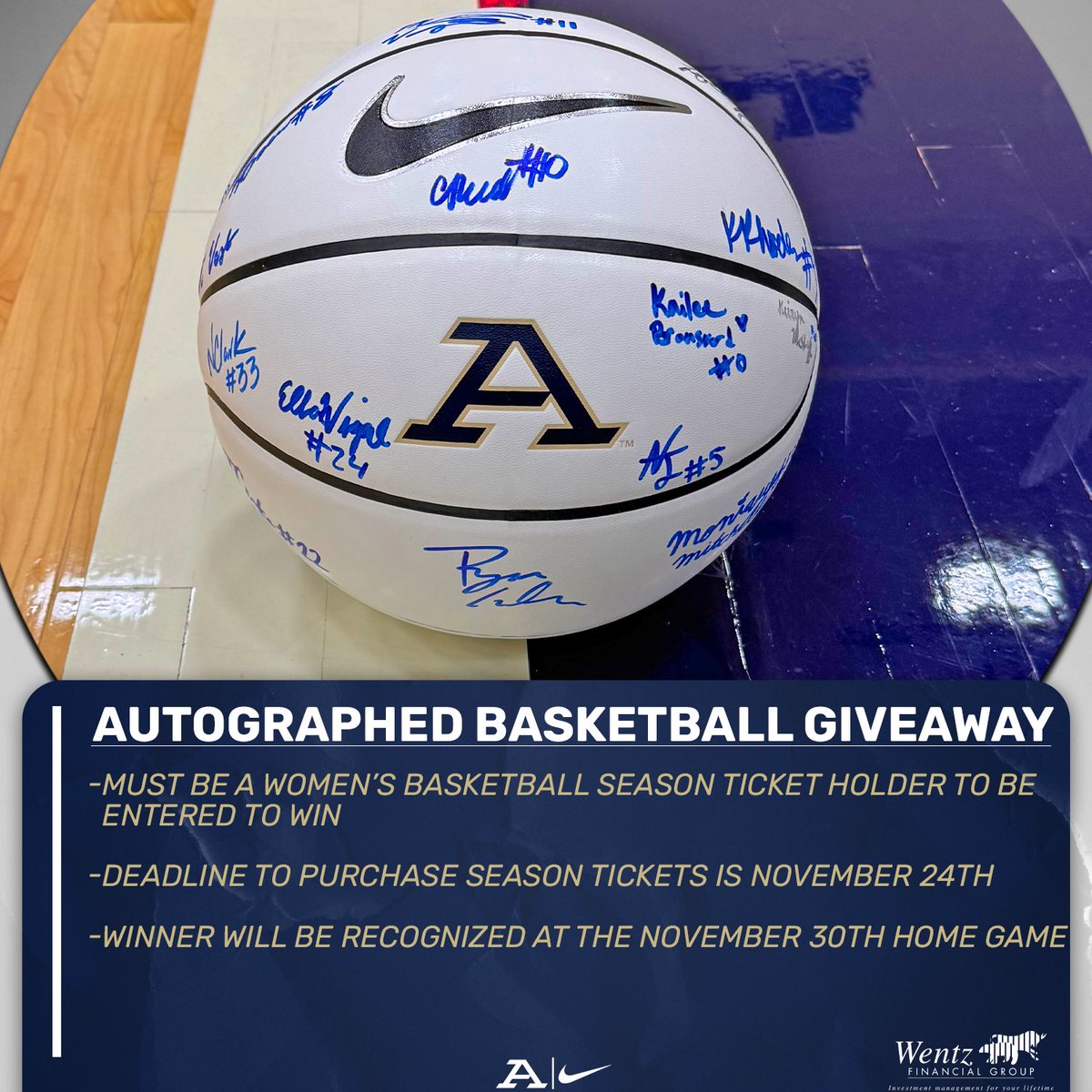 🚨 Deadline Approaching for the Autographed Basketball Sweepstakes 🚨

🏀: Must be a <a href="/ZipsWBB/">Akron Zips Women’s Basketball</a> season ticket holder 
🏀: Deadline to purchase 🎟️ is November 24th at 11:59pm
🏀 : Winner will be recognized at our home game November 30th vs. Youngstown State

#GoZips🦘