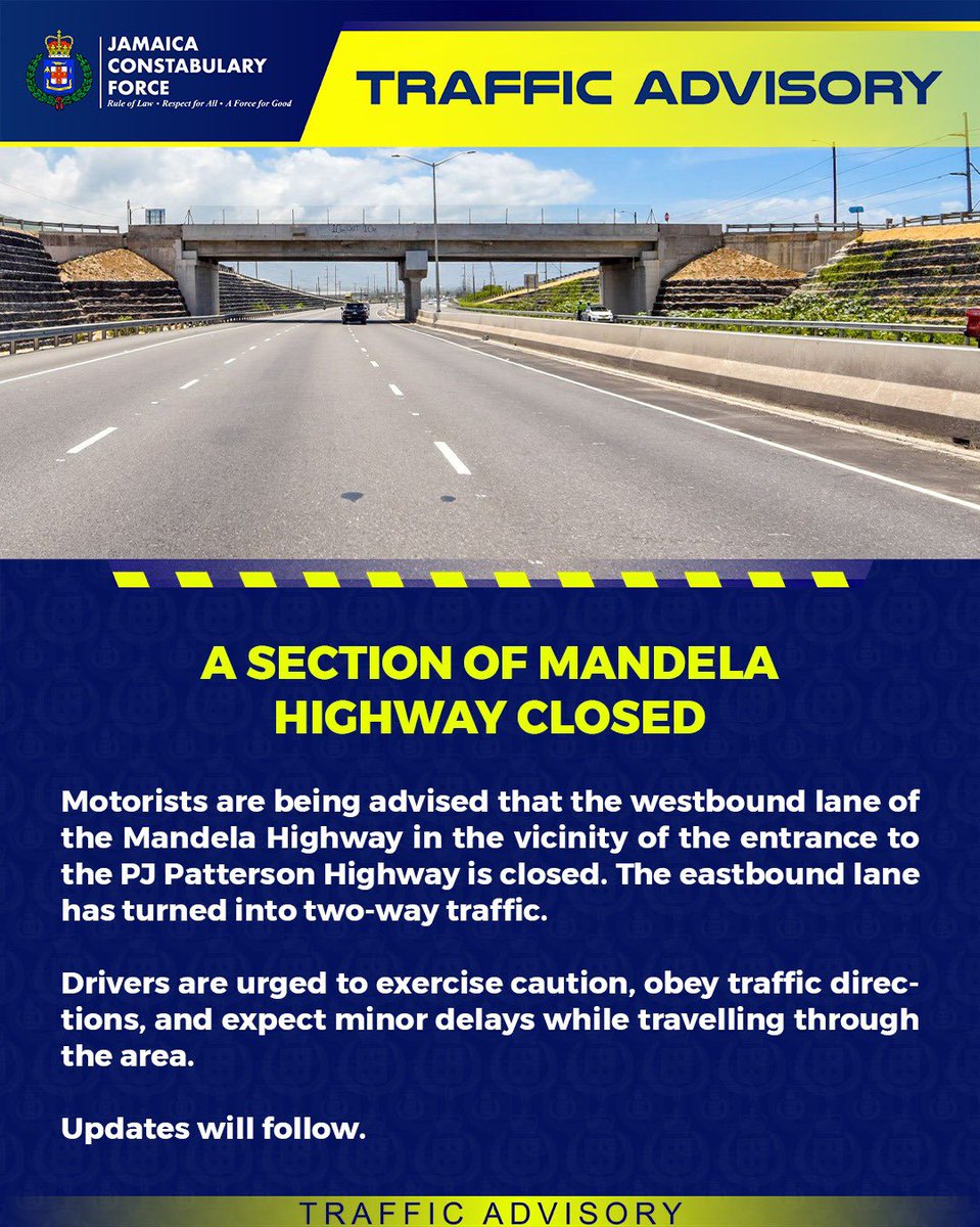 JamaicaConstab's tweet image. ⚠️The police are advising the public of the following traffic changes.