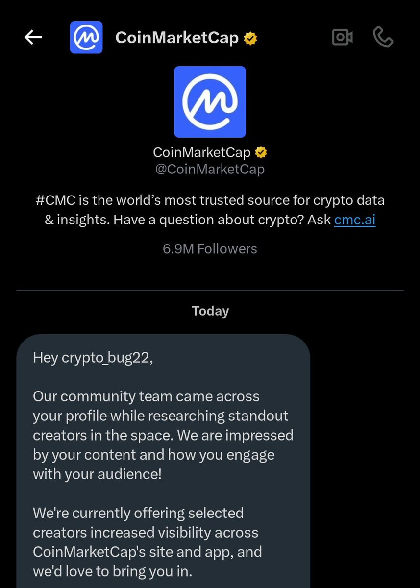 crypto_bug22's tweet image. Didn’t expect this today…
@CoinMarketCap reached out after checking out my content.
Feels good knowing the effort is actually being seen.
Grateful for the recognition and excited for what’s ahead.
We keep building.