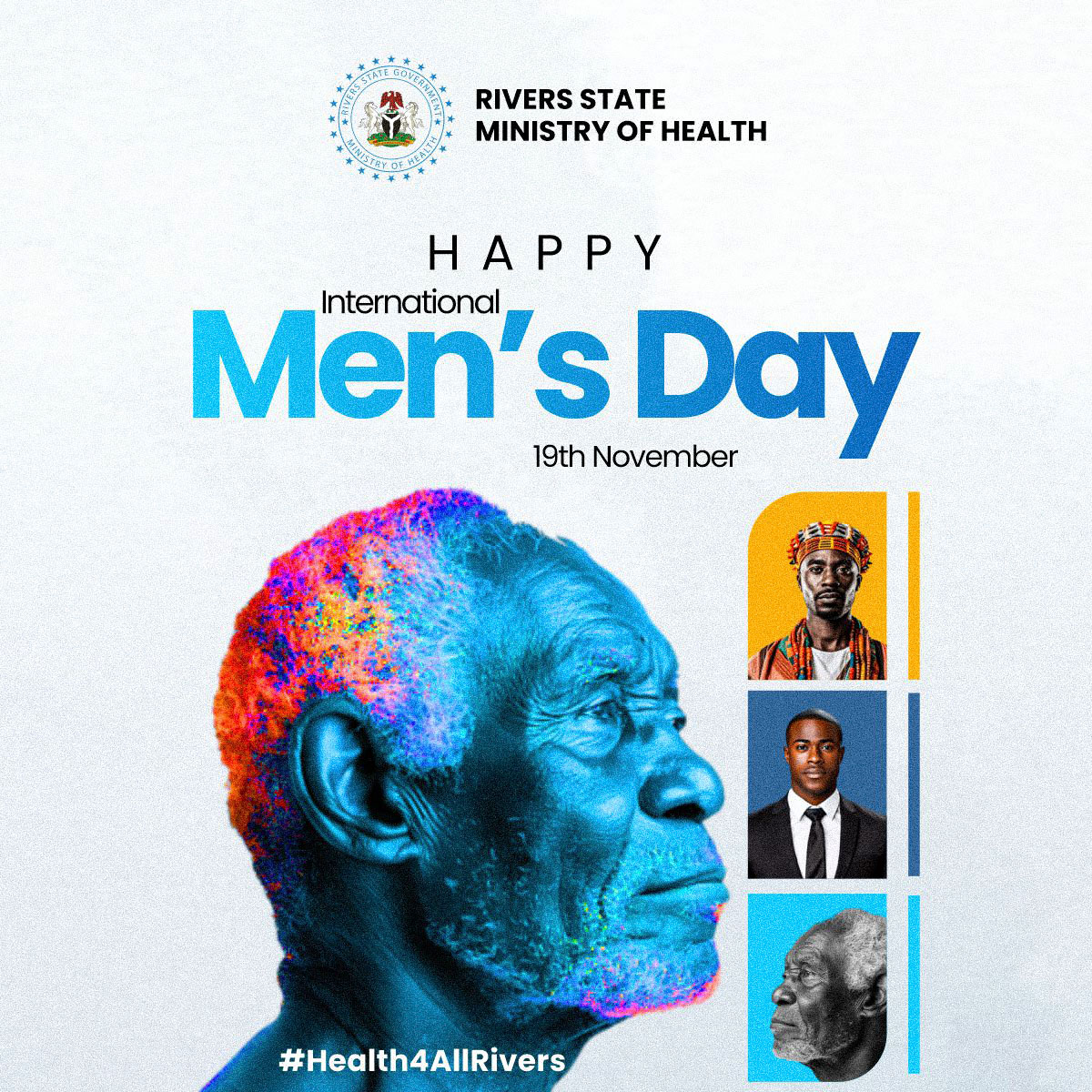 MOHRiversState's tweet image. HAPPY INTERNATIONAL MEN&apos;S DAY 

On behalf of the Rivers State Ministry of Health, we extend warm wishes to all men on International Men&apos;s Day. Today, we celebrate the invaluable contributions men make to our society, families, and communities. We recognize their strength,…