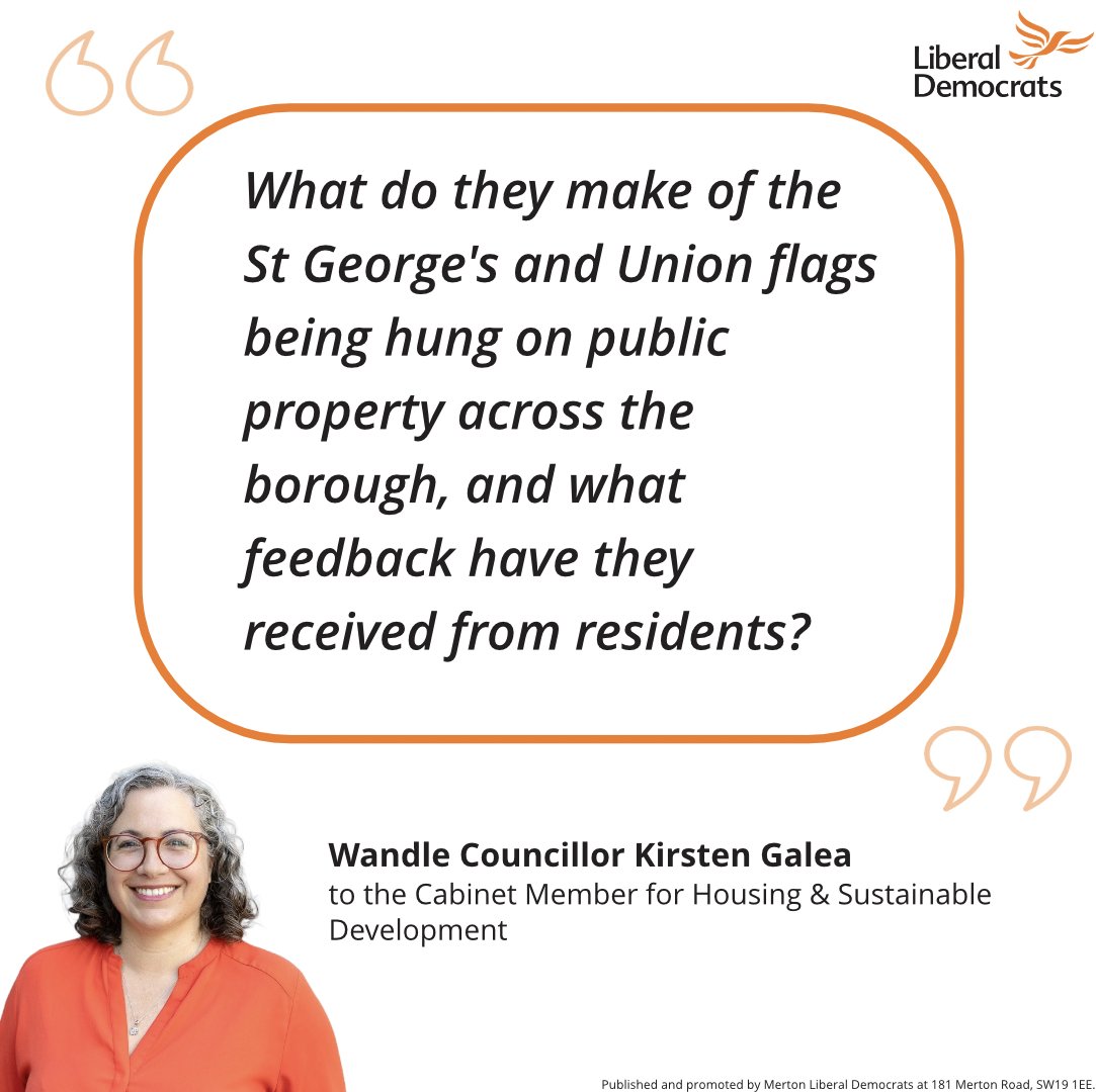 Tonight, we’re asking <a href="/MertonLabour/">Merton Labour</a> their thoughts on St George's and Union flags being hung on public property across the borough.
