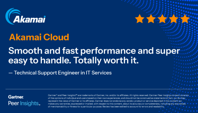 epichol's tweet photo. Technical Support Engineer in IT Services Industry gives @Akamai Cloud 5/5 Rating in @Gartner_inc Peer Insights™ Strategic Cloud Platform Services. Read the full review here: #gartnerpeerinsights https://t.co/o3XIsjO8sg https://t.co/AgtLv8DrGy