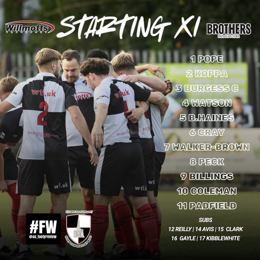 Mallet_AFC's tweet image. 𝐒𝐓𝐀𝐑𝐓𝐈𝐍𝐆 𝐗𝐈

- Familiar faces Watson and Billings start

- Pope, B.Haines and Cray make their Mallet debuts

- Coleman returns into the starting XI

@_WesternLeague_ |
@swsportsnews