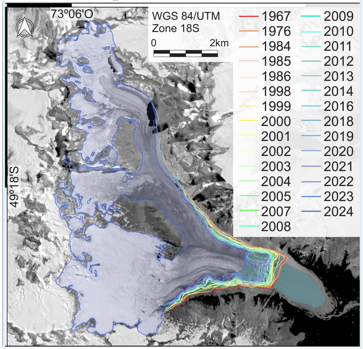 subfossilguy's tweet image. Acceleration of the retreat of Grande Glacier since 2023! 🧊🔥

Grande Glacier is the iconic glacier east of the Cerro Torre! 🏔️

Recent variations show its retreat rate has increased since 2023, quadrupling the values of previous years! 😰

researchgate.net/publication/39…
