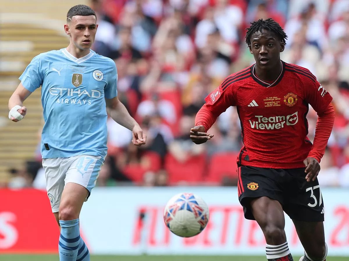 FPLfrasier's tweet image. Premier league minutes for Mainoo and Foden at similar age 

Age 18 
Foden — 335
Mainoo — 1924

Age 19
Foden — 901
Mainoo — 1651

Age 20
Foden — 1616
Mainoo — 144 (after 11 games)

TOTAL minutes till age 20 
Foden — 2852
Mainoo — 3719 (27 games left this season)

Calculations…