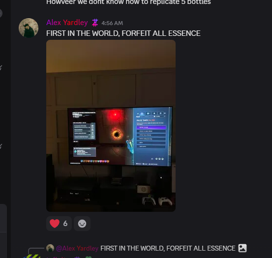 Relic 5 about to be completed. 
Grab 5 bottles, shoot in an order to complete. 
Trial is forfeit all essence.

3 bottles are there from start of the game.
1 bottle is obtained from Melee killing a bear at Round 40+ we are not sure how you actually obtain the 5th currently