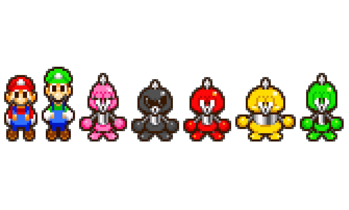 DStarx99's tweet photo. The Axem Rangers from Super Mario RPG, in the style of Mario &amp; Luigi Superstar Saga. https://t.co/7xMgN00f6W