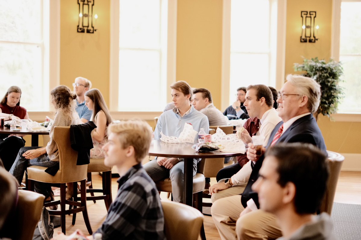 umdeclaration's tweet image. We hosted a special luncheon featuring one of Charlie Kirk’s favorite historians, William Federer. He offered our scholars an interesting look into one of Charlie’s signature topics: the evolution of government, the role of God in society, and the historical journey that has…