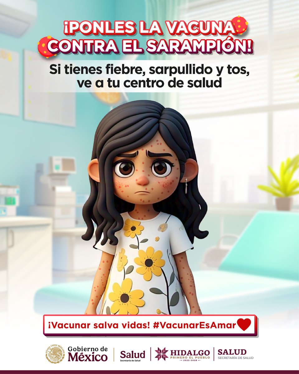 coprisehgo's tweet image. &quot;El sarampión puede poner en riesgo, especialmente a menores no vacunados. ¡Prevenir es vivir!&quot;
#PrimeroTuSalud #PrimeroElPueblo