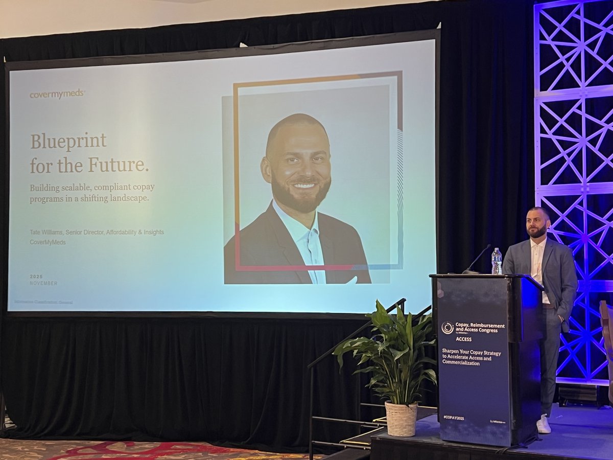 We’re live from #Copay2025! Today, Tate Williams, Sr. Director, Affordability &amp; Insights, shared insights on how biopharma can build copay programs that are compliant, scalable and patient-centered. If you're attending #Copay2025 be sure to stop by our booth to learn more.