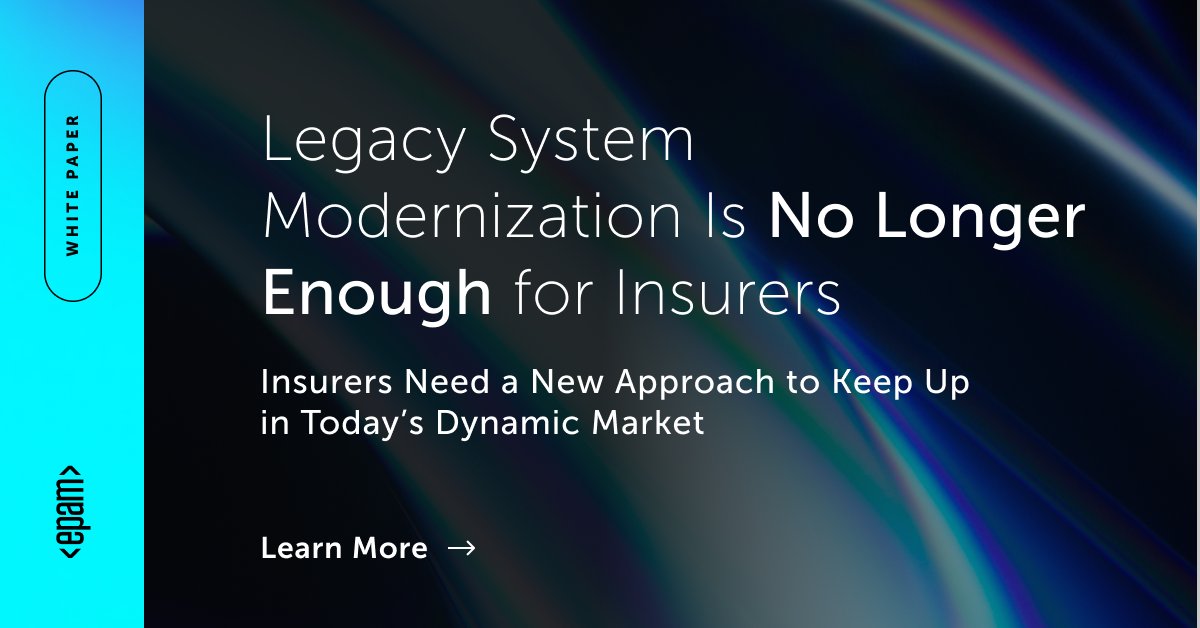 EPAMSystems's tweet image. #Insurers need to take a new approach to upgrading core platforms to meet the demands of today’s dynamic market. That approach is technology futurization. 
Our white paper explains what futurization is and why it is so critical for insurers. Read it now: ow.ly/VslF50WIKik