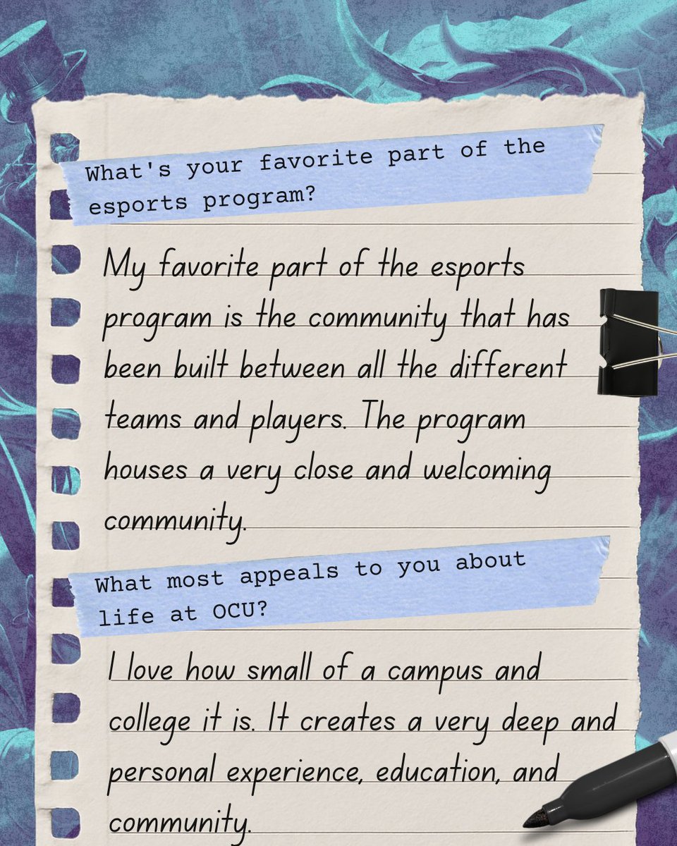 Highlight Number 4! 🎥

Today, Kaitlyn Johnson (both SLT President and Production Lead) tells us what makes OCU and our esports program so special to her! Big shout to Kaitlyn for her four years of crucial work behind the scenes to help push the program forward!