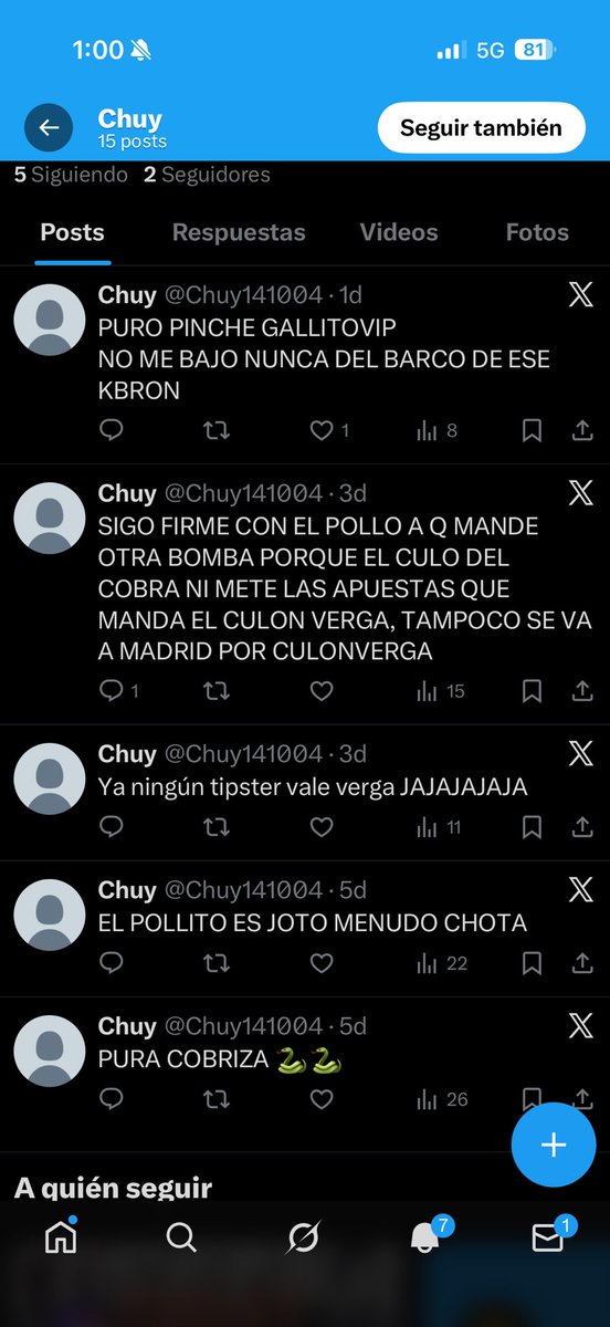 Me da un vergazo de risa este wey y su compa ISRAEL que por cierto tengo todos sus datos ya jajajajaja 

Los weyes se juntaron pa comprarme 5 jugadas, de las cuales perdieron 1 y ese wey me reclamó ajjajajajajaja

Pero me da vergal de risa que se sube y se baja jajajajajajj