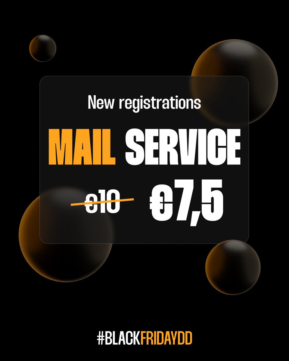 MrDomain's tweet image. Do you think having a professional email costs a fortune? 🤔

That's because you haven’t seen what DonDominio’s #BlackFriday has in store for you yet📬

Activate the Mail Service for just €7.50 and create up to 10 custom email accounts with your domain 🤩
mrdomain.com/en/products/em…