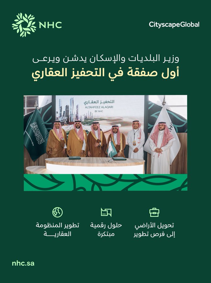 وزير الإسكان يدشن التحفيز العقاري ويرعى أول صفقة لدعم تطوير الأراضي بالرياض