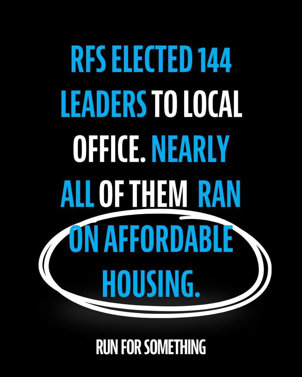 runforsomething's tweet image. 144 winners. Nearly all are talking about affordable housing. 

Translation: Voters want leaders who actually get it. If you care about affordable rent, maybe it’s your turn.

Run for office → bit.ly/3EoNIhs