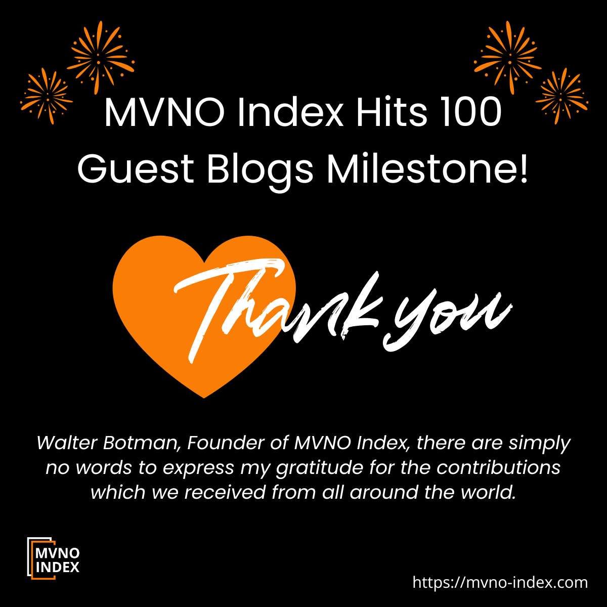 MvnoIndex's tweet image. 🚀 𝐌𝐕𝐍𝐎 𝐈𝐧𝐝𝐞𝐱 𝐇𝐢𝐭𝐬 100 𝐆𝐮𝐞𝐬𝐭 𝐁𝐥𝐨𝐠𝐬 𝐌𝐢𝐥𝐞𝐬𝐭𝐨𝐧𝐞! 🎉
We are happy to announce that we have published exactly 100 Guest Blogs from industry experts worldwide! 🌍

𝐀 𝐇𝐔𝐆𝐄 𝐓𝐡𝐚𝐧𝐤 𝐘𝐨𝐮! 🙏

 mvno-index.com/guest-blogs/

#MVNOIndex #MVNO #IoT