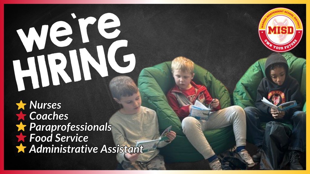 Join our team!  If you're ready to invest in the next generation &amp; grow professionally in a collaborative environment, we'd love to hear from you. View &amp; apply: marion-isd.org/page/employmen… #MISDInspire #MISDOwnYourFuture