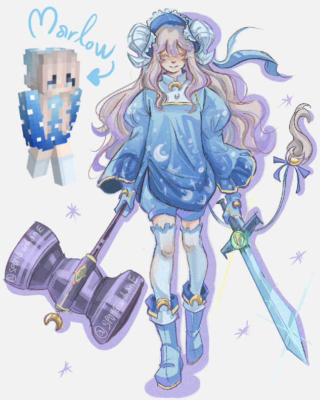 my design for the goat Marlow/aka the HT1 Minecraft Pvper 

(I think her minecraft skin kinda relate to moon symbol)

#Marlowww  #Marlowwwfanart