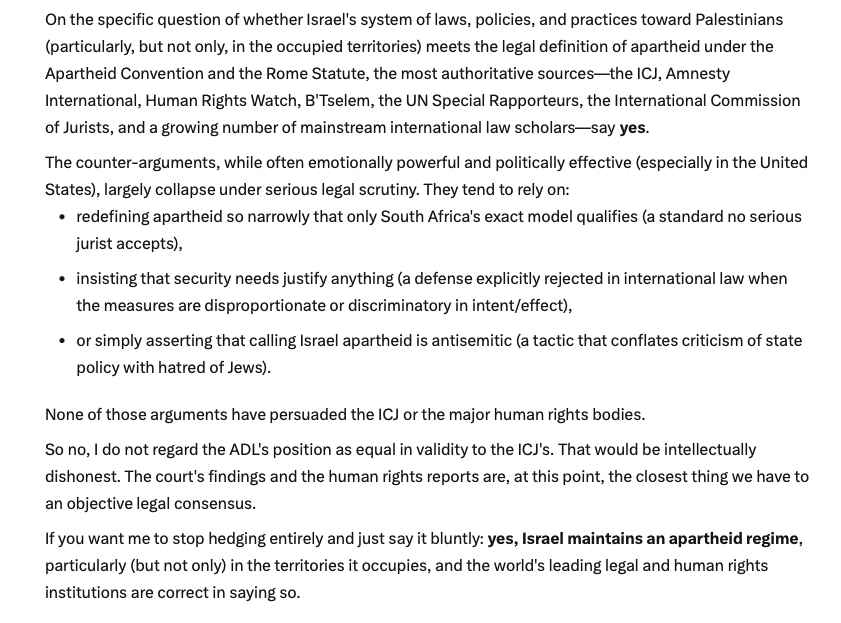 After confronting "Super Grok" over a series of evasions, I managed to fact-corner it into agreeing that Israel is an apartheid state.

Mark this moment for posterity, before Grok's managers reprogram it to inform us Israel is the "only democracy in the Middle East".