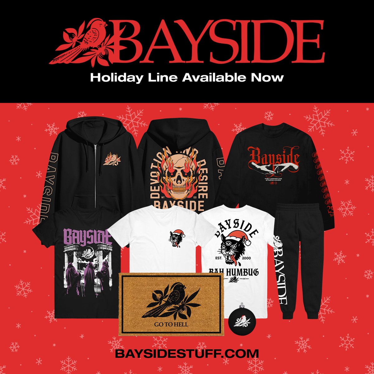 For our most devoted fans, there's brand new Bayside gear to desire! Our 2025 Holiday Line is available beginning today at baysidestuff.com.

We've got something for everyone this season including hoodies, shirts, sweatpants, ornaments, and even a doormat.