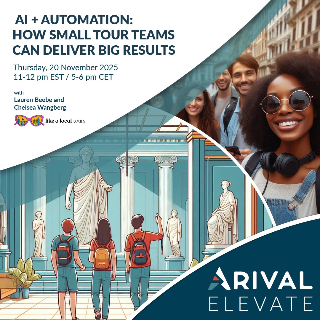 🚀 Can AI help you scale smarter? Absolutely. Discover how small tour teams are achieving big growth! Like A Local Tours reveals how they’ve built a lean, tech-savvy tour business using AI &amp; smart automation 

📅 Thurs, 20 Nov, 11am EST
arival.travel/elevate-sessio…