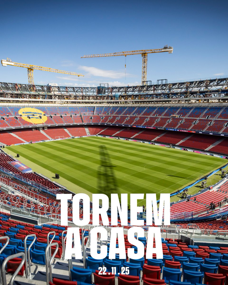 FCBarcelona's tweet image. 𝗧𝗢𝗥𝗡𝗘𝗠 𝗔 𝗖𝗔𝗦𝗔 🏟️

Culers! We’ll reveal some of the surprises we’ve prepared for the return to Spotify Camp Nou. Stay tuned!