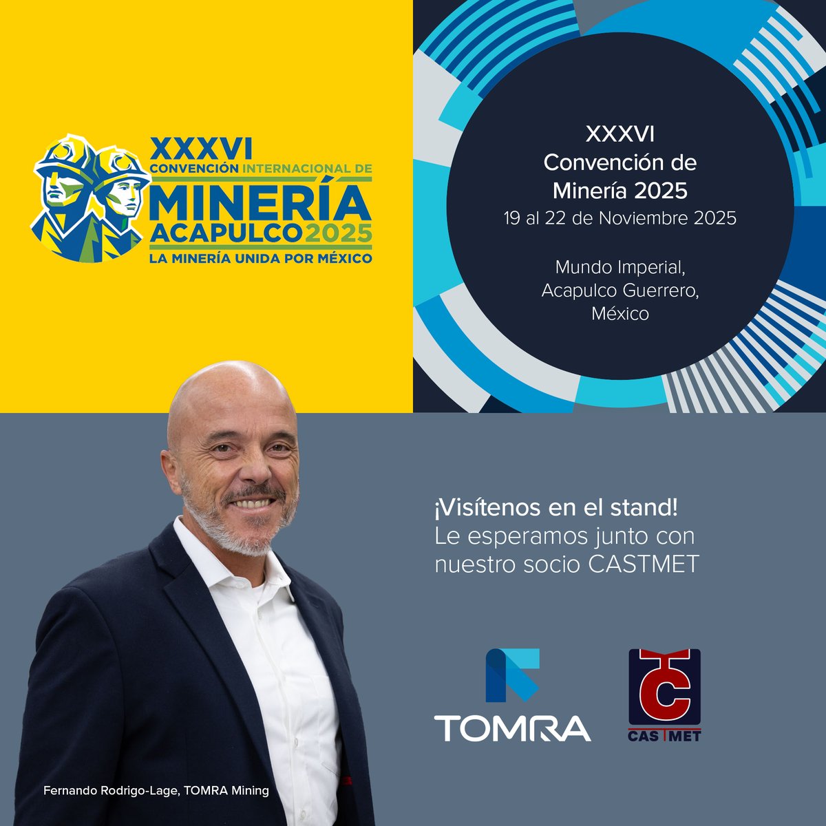 TOMRAMining's tweet image. We’re at #ExpoMineria2025 in Acapulco, Mexico with our partner #Castnet, Nov 19-22. Join us at booth 118-121 to meet the team and learn how #TOMRAMining ‘s #SensorBasedSorting can help your mining operation. We look forward to seeing you!