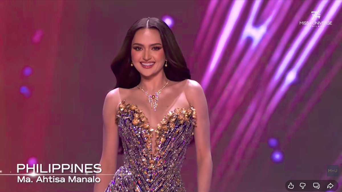theTEENstagram's tweet photo. Ahtisa Manalo’s Evening gown 🤍 #MissUniverse2025 https://t.co/A6dBIY5FpI