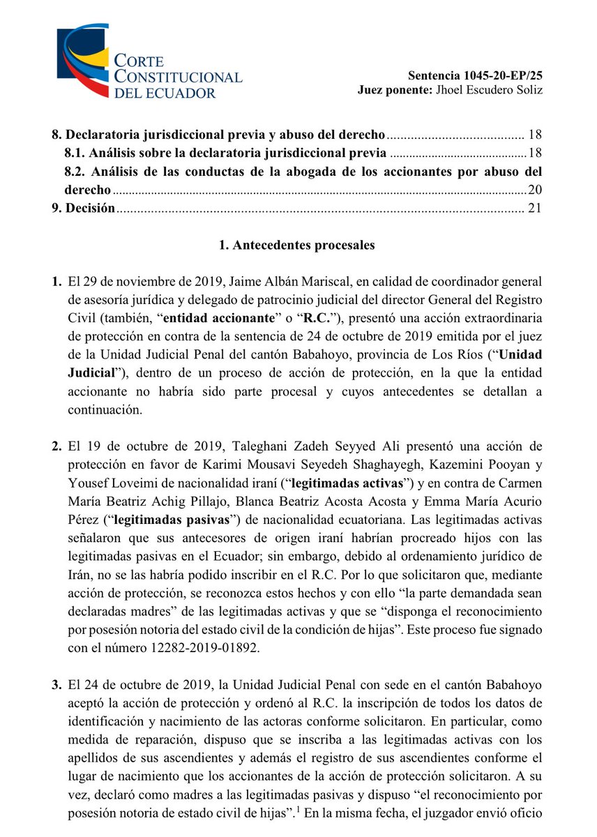 JaimeAlbanM's tweet photo. En el 2019 presentamos una demanda de Acción Extraordinaria de Protección en contra de una sentencia (hubo muchas más similares) emitida por un juez de Babahoyo que reconocía filiaciones maternas a extranjeros sin causa legal alguna. 

Hoy, 2026, hemos ganado la acción! https://t.co/V9TMAq35Ss