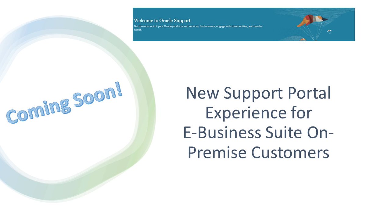 Oracle_EBS's tweet image. Coming soon for #EBS on-premise customers - a new Support portal experience. View the #MOS Oracle Cloud Support FAQ in Doc ID 2329773.2.social.ora.cl/6018791Io