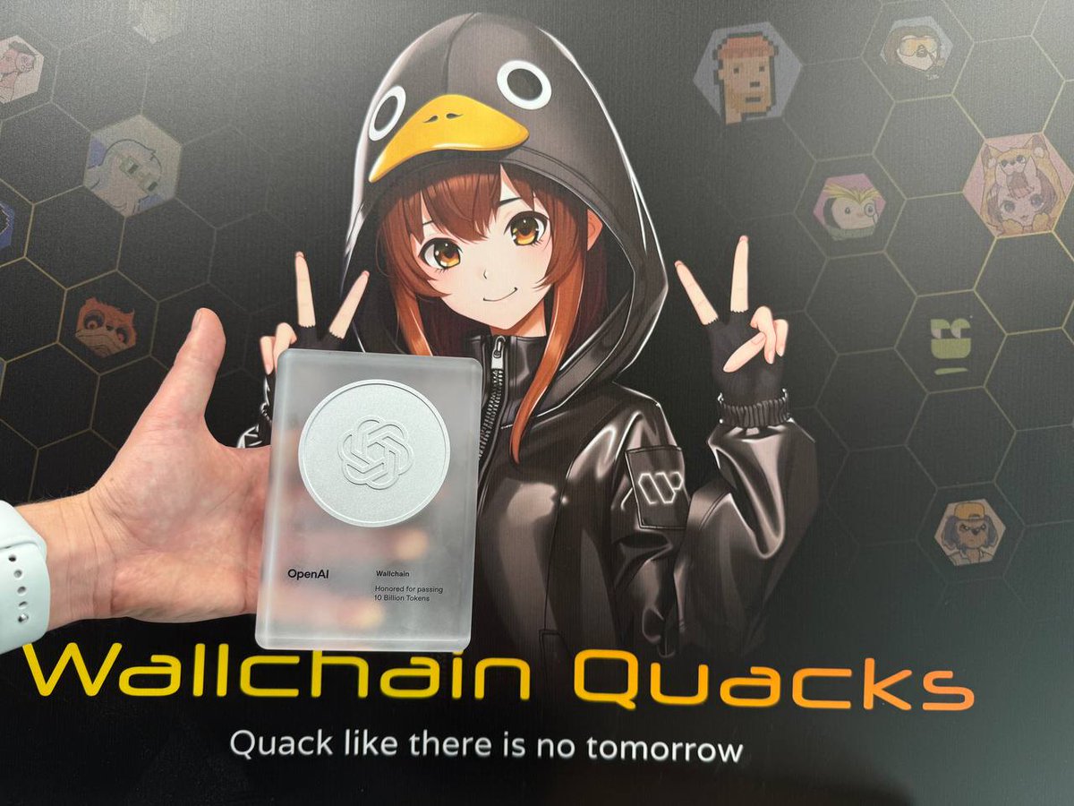 wallchain's tweet image. The first single quack was once made. Then came others.

LLMs have seen them all.

10 billion tokens processed through OpenAI - to bring quacks and mindshare to life.

Celebrating with OpenAI gift 🎁