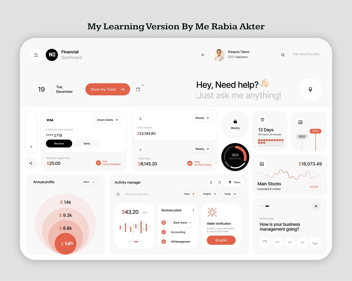 rabia191722's tweet image. Day 16 of my 120-Day UI/UX Challenge 🔥

This is a copy design for learning purposes.

Original by Bogdan Falin for QClay — all credit to the designer.

#uiux #figma #designpractice #dashboardui #learninginpublic