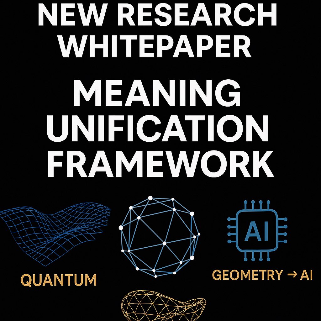 CONPROAI's tweet image. Meaning Unification Framework — A new theoretical model linking quantum structure and semantic stability in AI.
I just released a new whitepaper proposing that
quantum phases,
geometric manifolds, and
topological invariants
may share the same invariant structure that…
