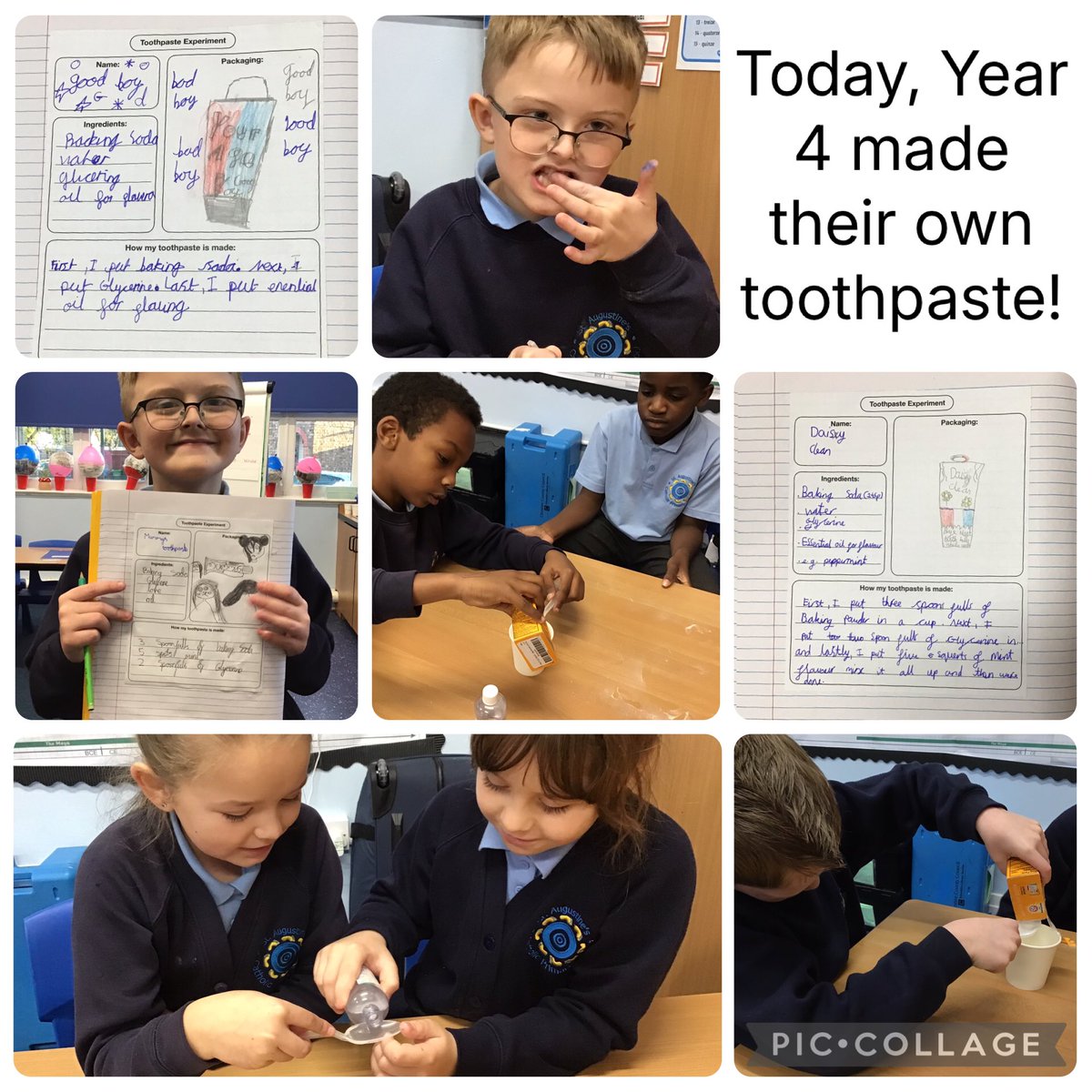 StAugustinesCPS's tweet photo. Year 4 have been making and testing their own toothpaste, using baking soda, glycerine and mint flavouring! π¦·πͺ₯ #StAugustinesScience https://t.co/8kHey6qzh4