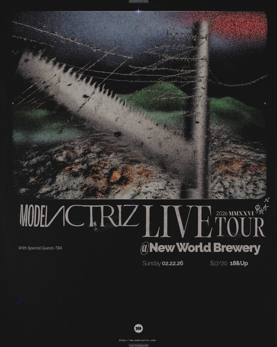aestheticized's tweet image. NEW SHOW! Model/Actriz known for being feral and magnetic—a jagged emotional charge that becomes a shared release.  &amp;gt;&amp;gt;&amp;gt; Sun 02.22.26 = @modelactriz w/ TBA @ New World. 7PM / $17-20 / 18&amp;amp;Up! Presales = Thu 11/20 @ 10am / Public onsale = Fri 11/21 @ 10am modelactriz26.eventbrite.com