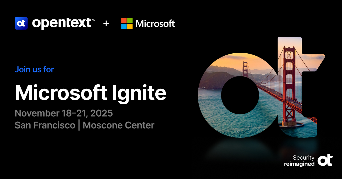 OpenTextSec's tweet image. Enjoying @Microsoft Ignite in San Francisco so far?

If you&apos;re attending in person, it&apos;s not too late to connect with our team on site! Be sure to stop by Booth No. 5136 and we’ll show you why behavior speaks louder than alerts. See you there!
