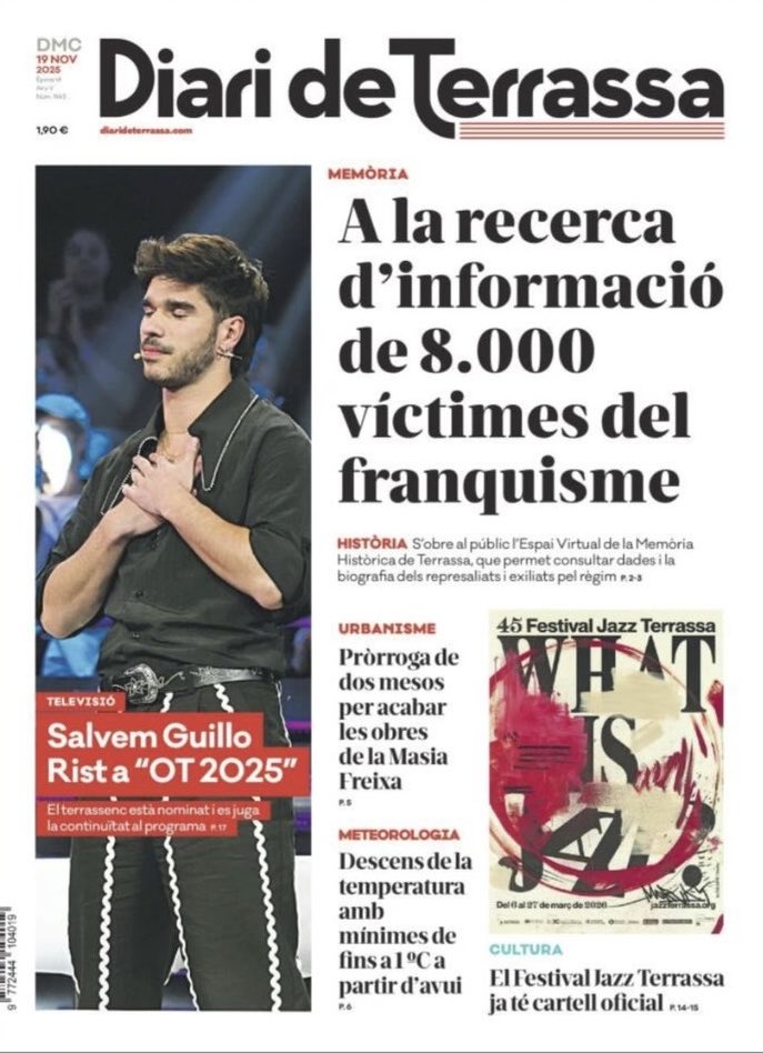 El periódico de Terrassa dice 
SALVAR A GUILLO #OTDirecto19N
